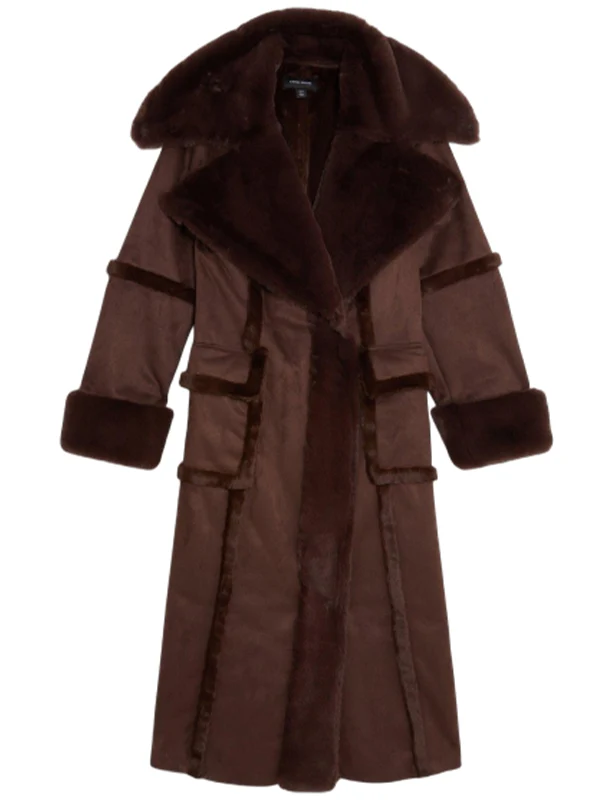 Womens Chocolate Brown Shearling Coat